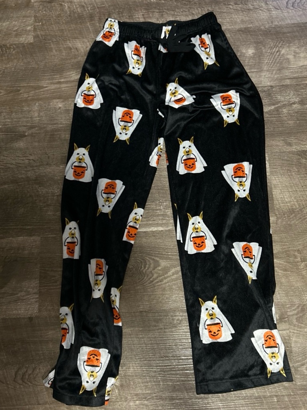 Men's Black Novelty Ghost Dog Pajama Pants